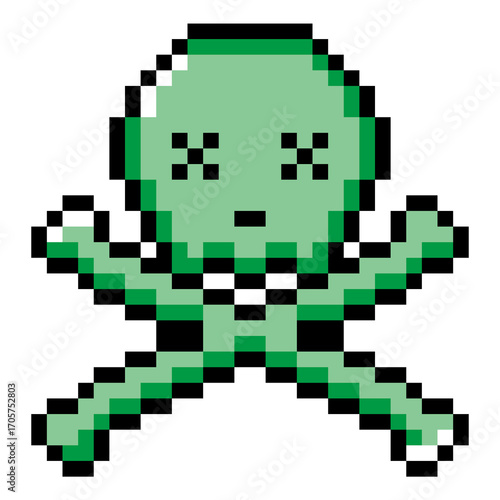 Pixel art item skull and cross bones (7)