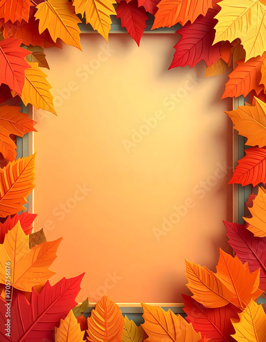 Autumn paper art frame with gradient light