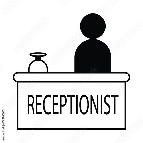 Customer service desk icon, outline vector sign. Linear style pictogram isolated on white
