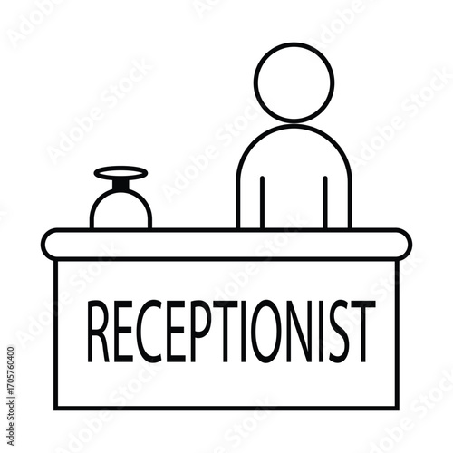 Customer service desk icon, outline vector sign. Linear style pictogram isolated on white