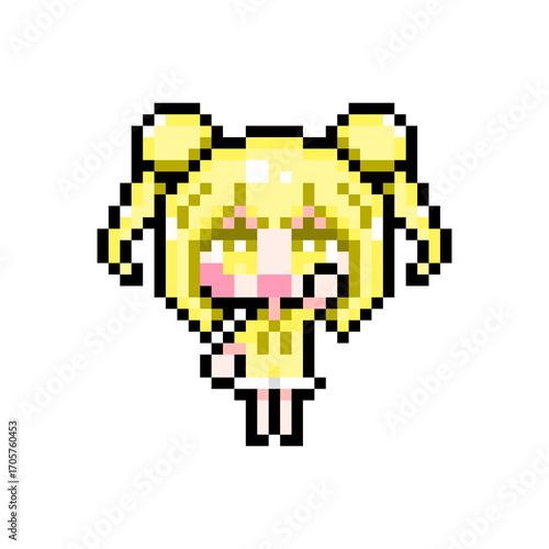 Pixel art girl 04 Raise a hand 02 (3)