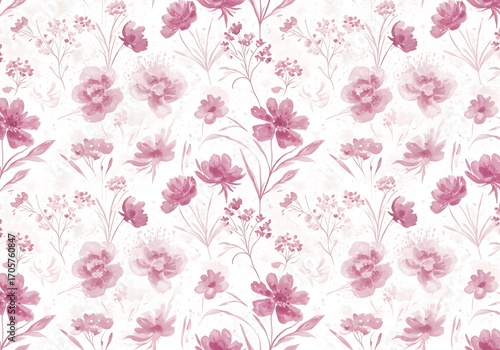 Wallpaper Mural Floral pattern featuring pink wildflowers on a light background   Torontodigital.ca