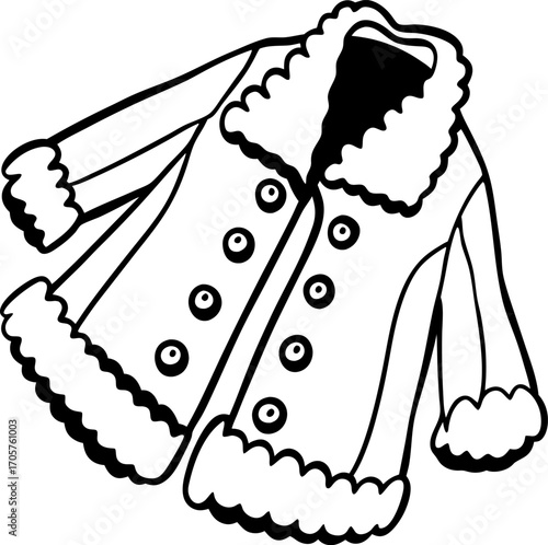 Warm double breasted winter coat with button details and faux fur trim on collar and cuffs, insulated outerwear fashion