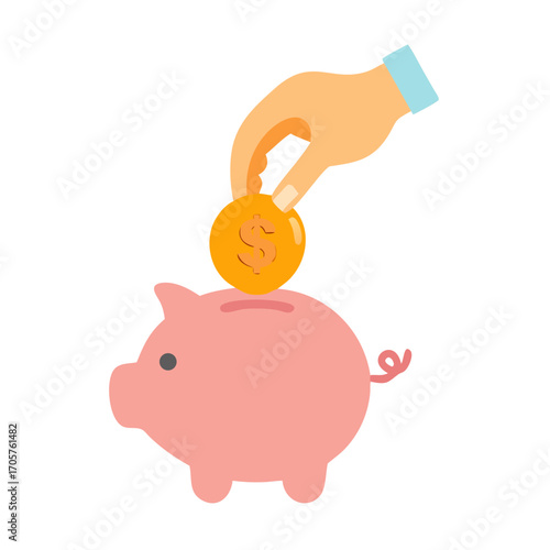 Piggy bank savings with coin deposit for money saving vector illustration
