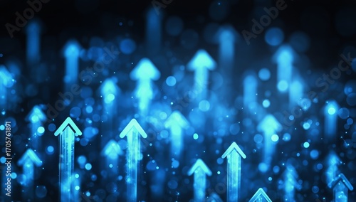 Creative Depiction of Upward Arrows in Blue Tones Representing Growth and Pro...