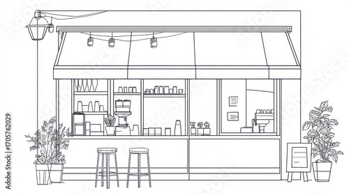 Outdoor cafe design sketch
