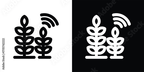 smart gardening icon set in outline black and white style vector illustration