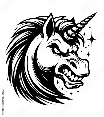 Wallpaper Mural black and white unicorn Torontodigital.ca