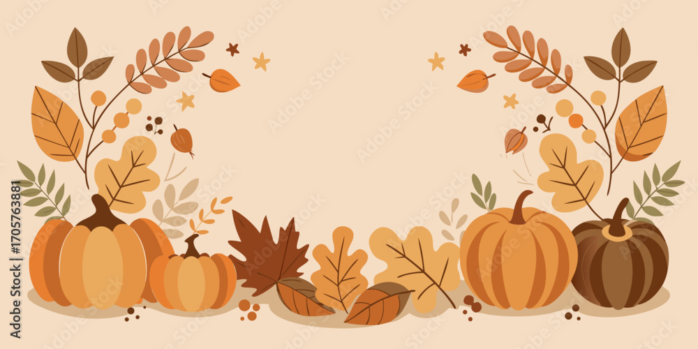 Naklejka premium Thanksgiving, autumn background, thanksgiving day background festive autumn, empty space for text. 