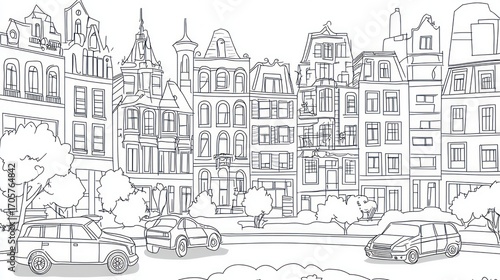 Wallpaper Mural Line art european cityscape Torontodigital.ca