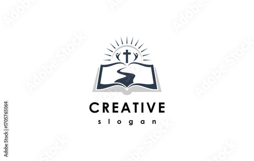 logo for business company church sun book
