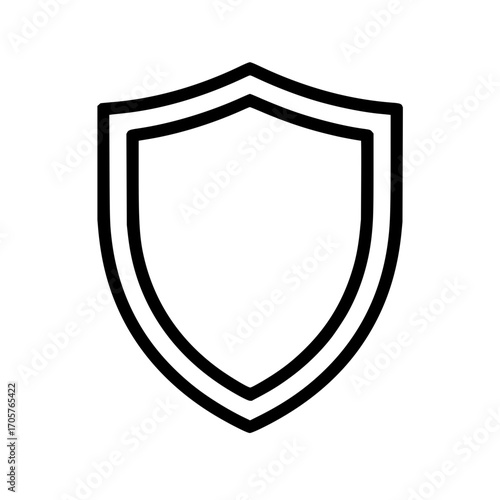 A simple double outlined shield with rounded edges and a pointed bottom on a white background image icon