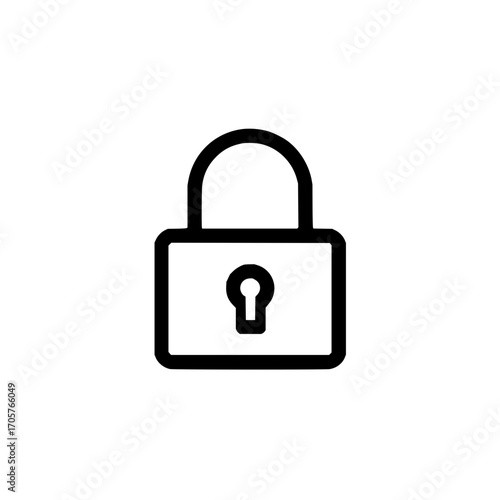 Illustration of a simple black padlock with a keyhole on a white background security and protection
