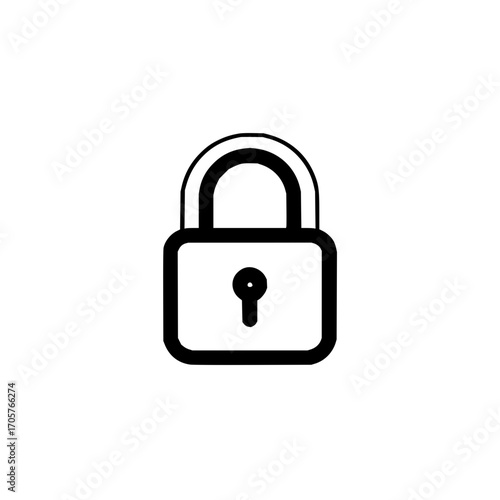 Illustration of a black outline padlock with a keyhole centered on a white background image view