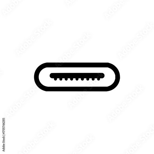 Illustration of a usb type c port with visible internal pins on a white background in a simple style