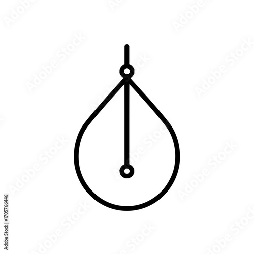 Illustration of a hanging punching bag with a teardrop shape and a central line and circles design element