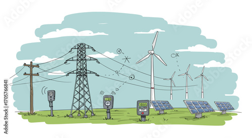 Sustainable Energy Grid Integrating Wind, Solar, and Smart Power Distribution for a Greener Future