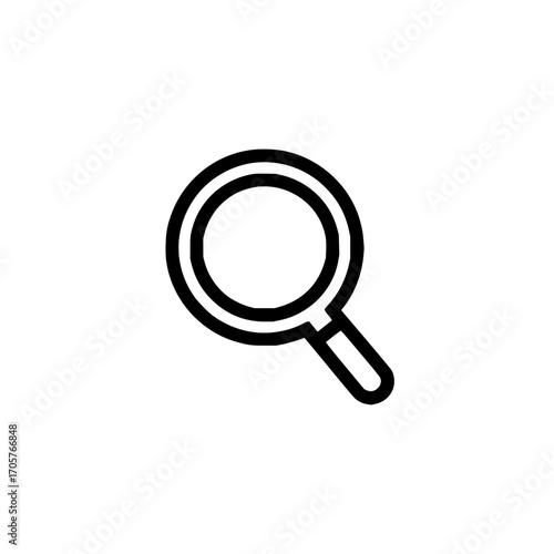 Illustration of a simple black outline magnifying glass with a circular lens and short handle design element