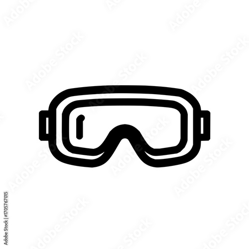 Illustration of ski goggles with thick black frames and clear lenses on a white background image view