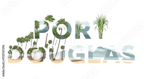 Port Douglas Typography with Tropical Landscape
