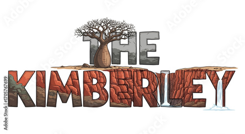 Kimberley Region Landscape Typography Illustration