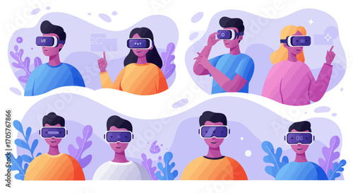 Diverse Group of People Experiencing Virtual Reality