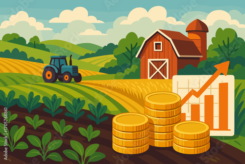 Agricultural Investment Illustration – Farm Growth, Finance and Sustainability_simple_compose