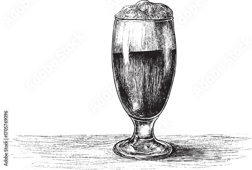 Beer glass illustration on a white background. This vector illustration can be used in any size you like for advertising, logos, and other work.