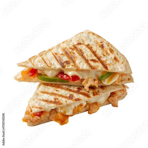 Grilled quesadilla stack with chicken and vegetables, a tantalizing culinary delight on