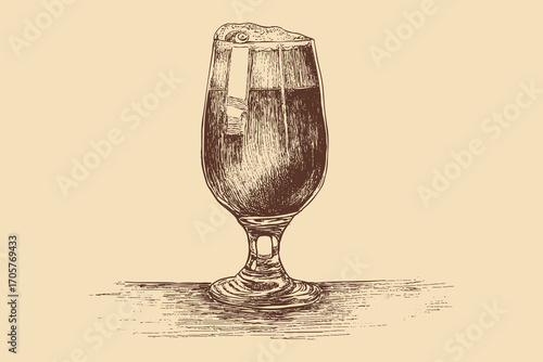 Beer glass illustration in a vintage style. This vector illustration can be used in any size you like for advertising, logos, and other work.