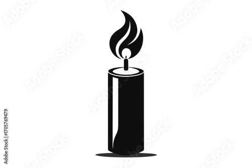 Burning candle vector illustration on black background