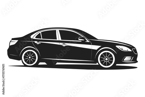 Black sports car vector illustration isolated on white background