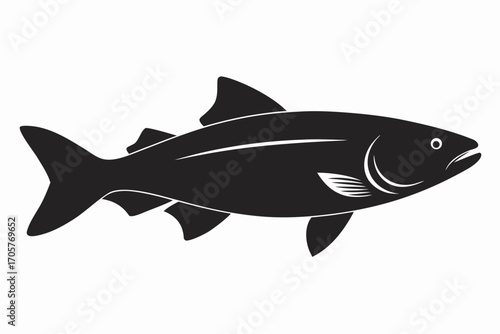 It’s simple, clear, and includes the main elements: fish, white background, and vector/illustration style