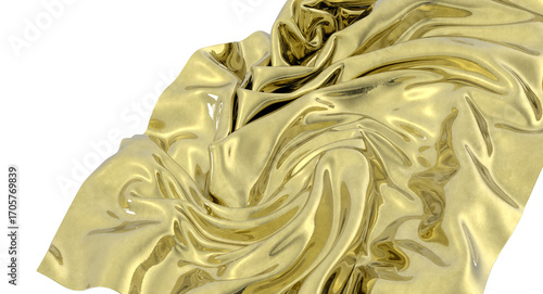 Shiny gold fabric flowing i...