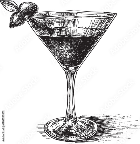 Cocktail glass illustration on a white background. This vector illustration can be used in any size you like for advertising, logos, and other work.