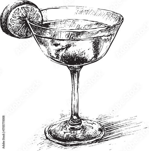 Cocktail glass illustration on a white background. This vector illustration can be used in any size you like for advertising, logos, and other work.
