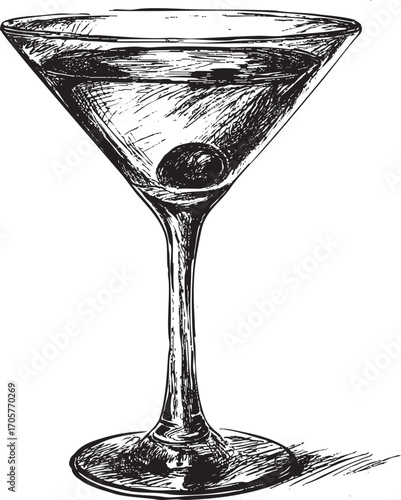 Martini glass illustration on a white background. This vector illustration can be used in any size you like for advertising, logos, and other work.