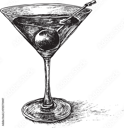 Martini glass illustration on a white background. This vector illustration can be used in any size you like for advertising, logos, and other work.