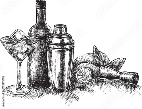 Mixology illustration on a white background. This vector illustration can be used in any size you like for advertising, logos, and other work.