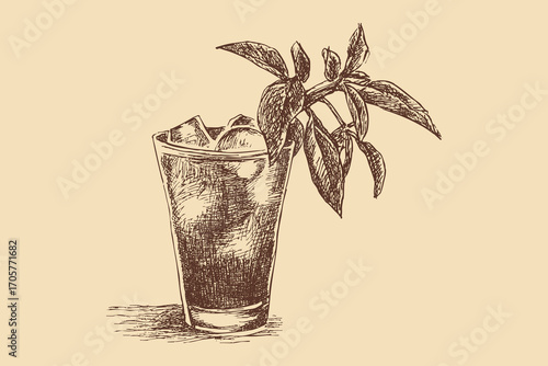 Mojito illustration in a vintage style. This vector illustration can be used in any size you like for advertising, logos, and other work.