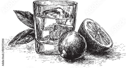 Tequila glass illustration on a white background. This vector illustration can be used in any size you like for advertising, logos, and other work.