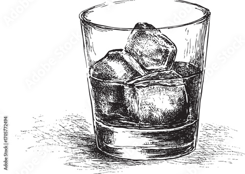 Whiskey glass illustration on a white background. This vector illustration can be used in any size you like for advertising, logos, and other work.