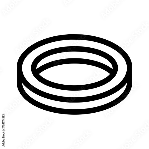 Isometric donut shape vector illustration for graphic design and creative projects with black and white colors