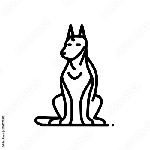 Dog breed illustration doberman pinscher pet animal canine drawing outline simple black and white design vector art