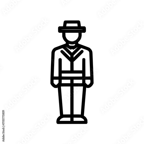 Man in suit and hat icon vector illustration formal wear fashion style professional attire outline graphic design