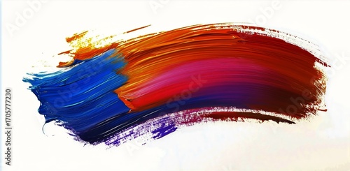 Colorful Paint Stroke Creating an Abstract Design on a White Background.