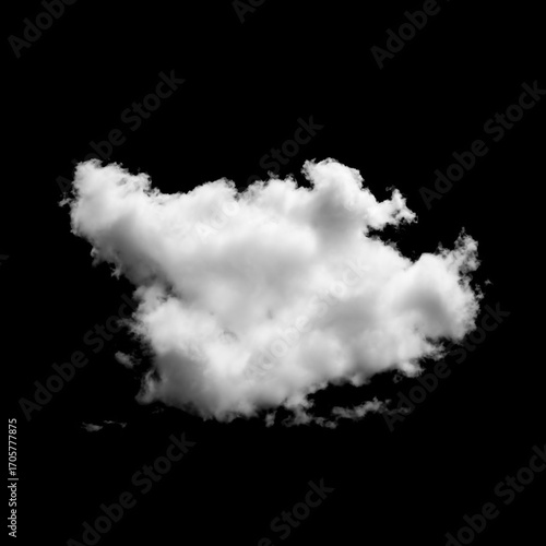 Realistic White Cloud Isolated on Black Background