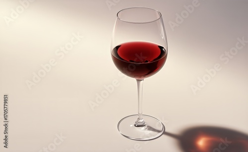 Elegant Red Wine Glass on a Soft Surface With Natural Lighting Creating Gentl...