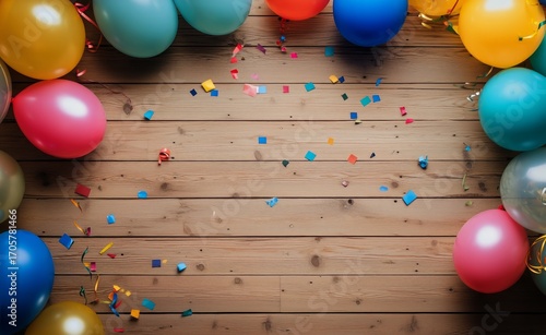 Colorful Balloons and Confetti Create a Festive Atmosphere for a Celebration ...