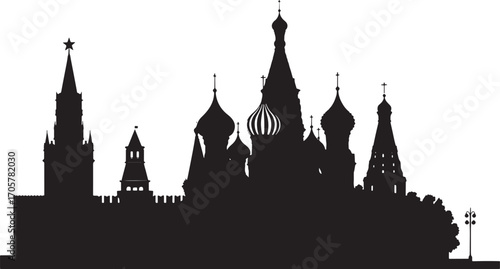 Saint Basil's Cathedral Moscow silhouette for vector stock